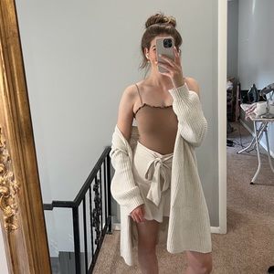 Abercrombie & Fitch Brown Ruffle Bodysuit